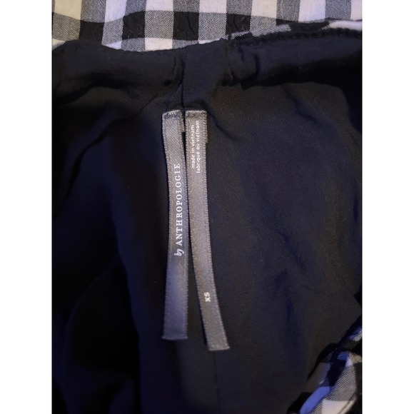 AnthropologieGingham Mini Dress Black White Checkered Tie Back Shift - Picture 5 of 5